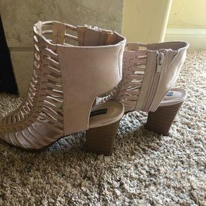 Beige gladiator style heels
